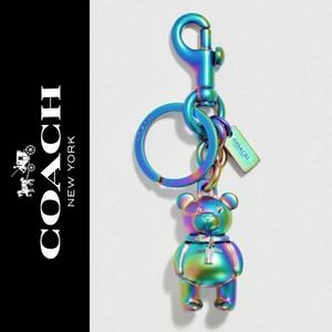 Coach Oil Slik Holographic Teddy Bear Limited Edition Keychain Bag Charm